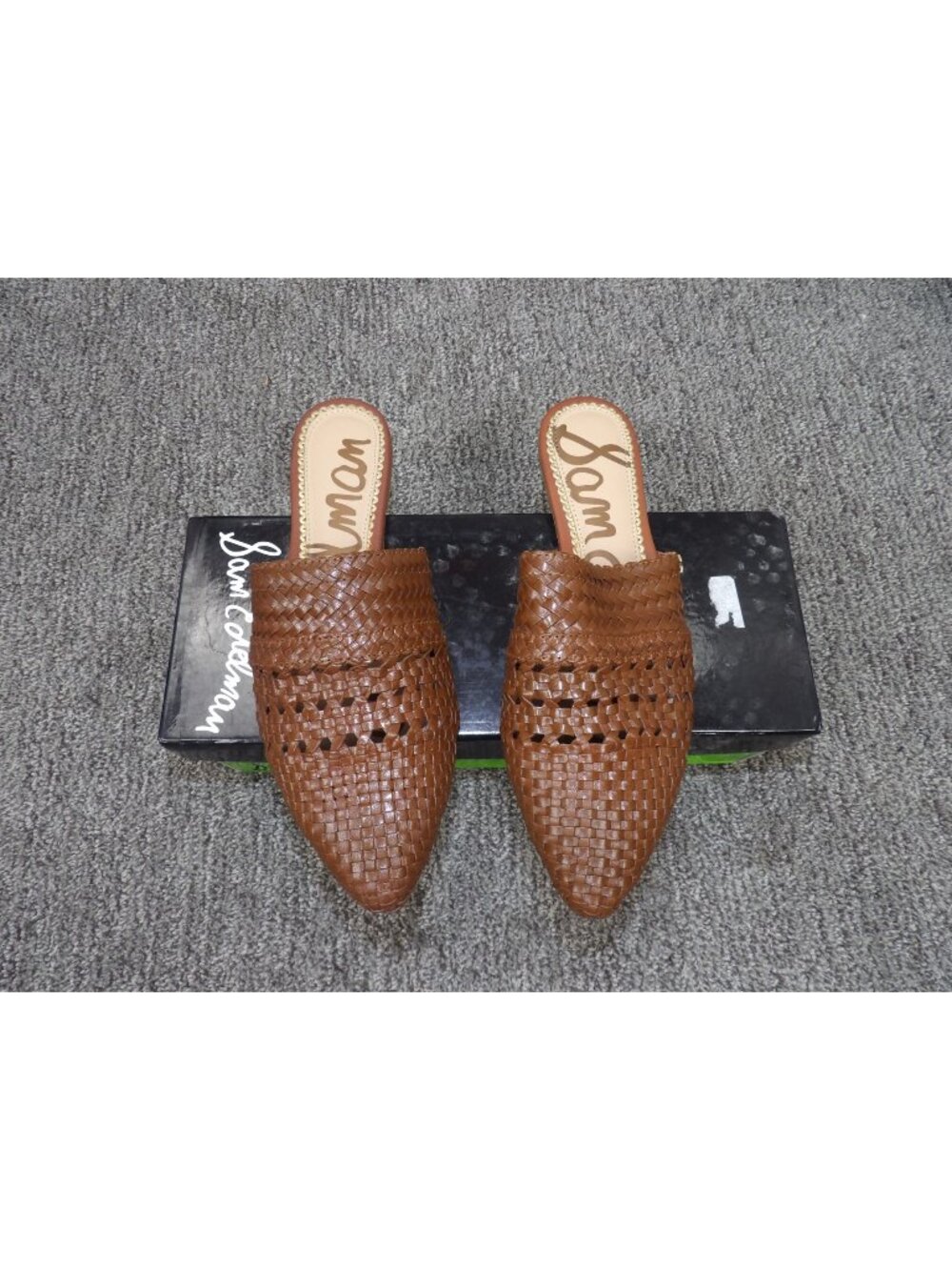 Sam Edelman Womens Nataliya Brown Woven Leather Mules Size 8.5M Pointed Toe Slip